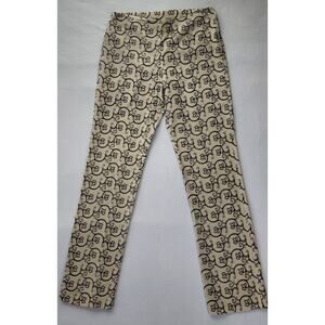 White House Black Market Pants Womens 8 Ivory Black Floral Embroidered Vintage
